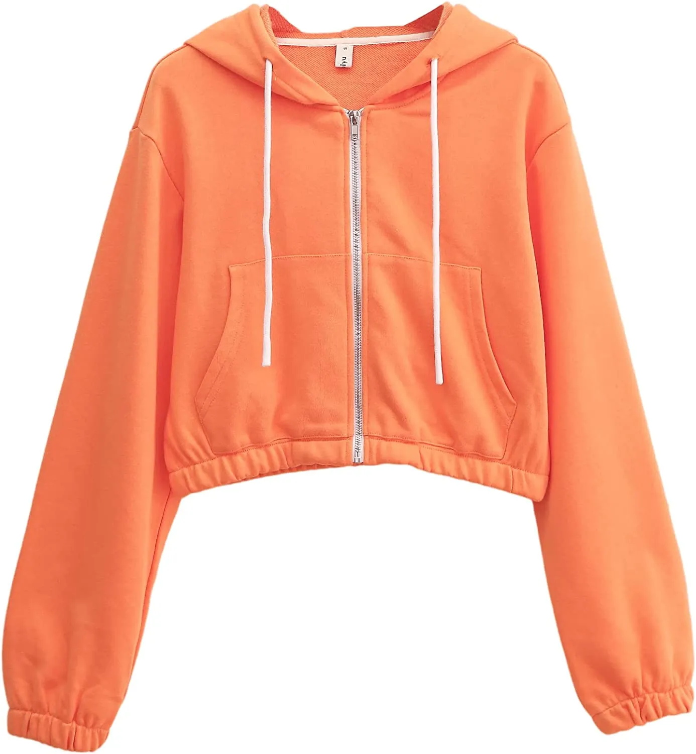 Amazhiyu Women’s Cropped Zip up Hoodie with Pockets