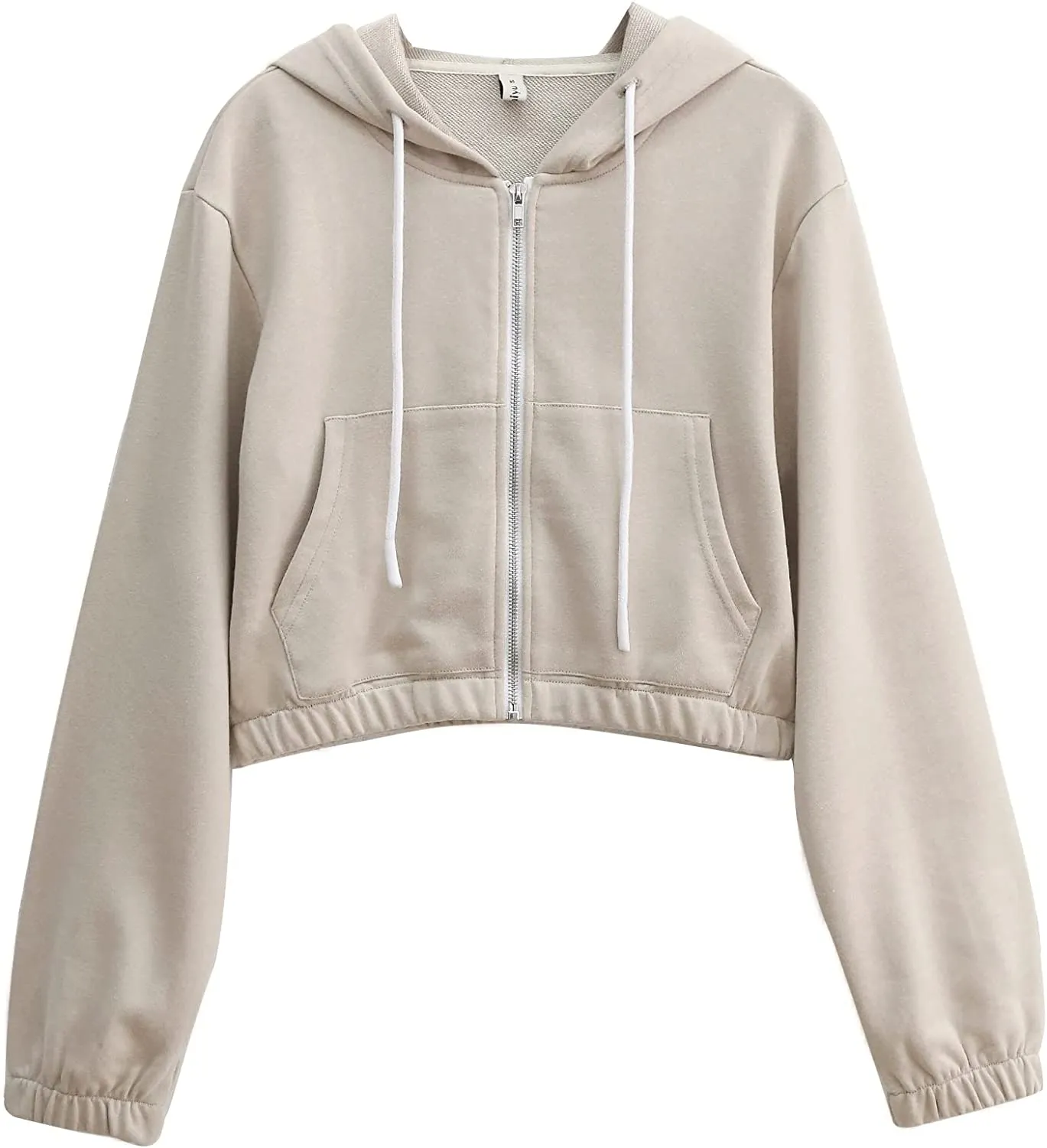 Amazhiyu Women’s Cropped Zip up Hoodie with Pockets