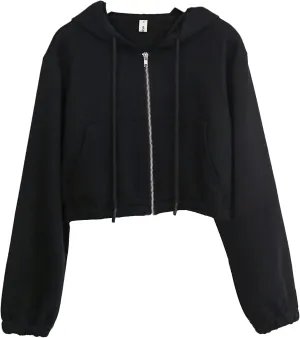 Amazhiyu Women’s Cropped Zip up Hoodie with Pockets