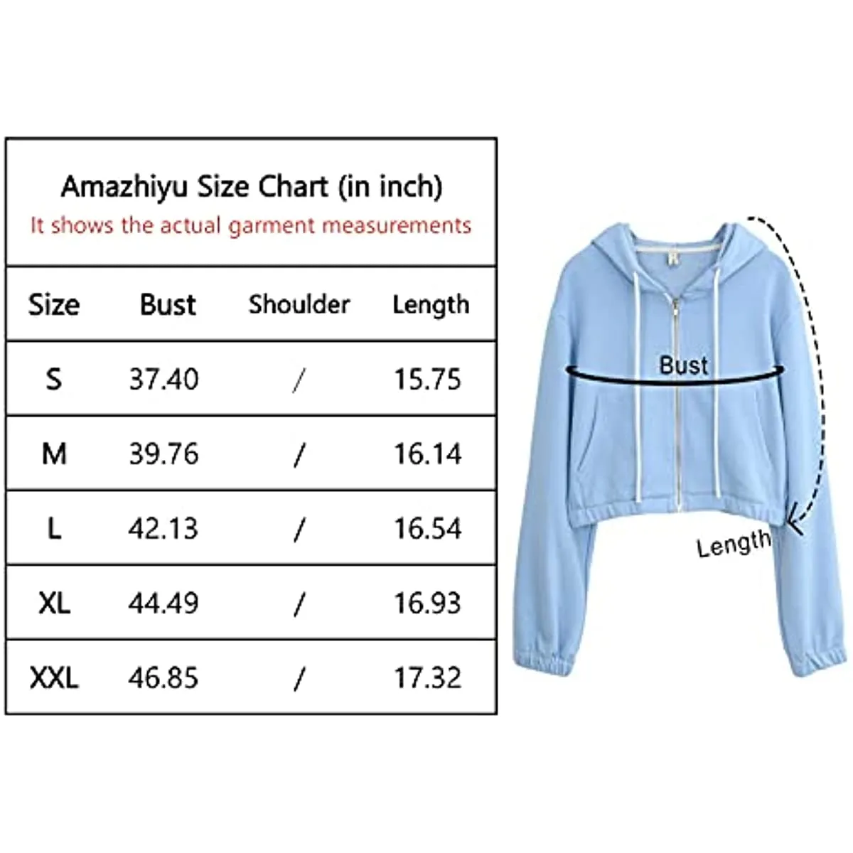 Amazhiyu Women’s Cropped Zip up Hoodie with Pockets