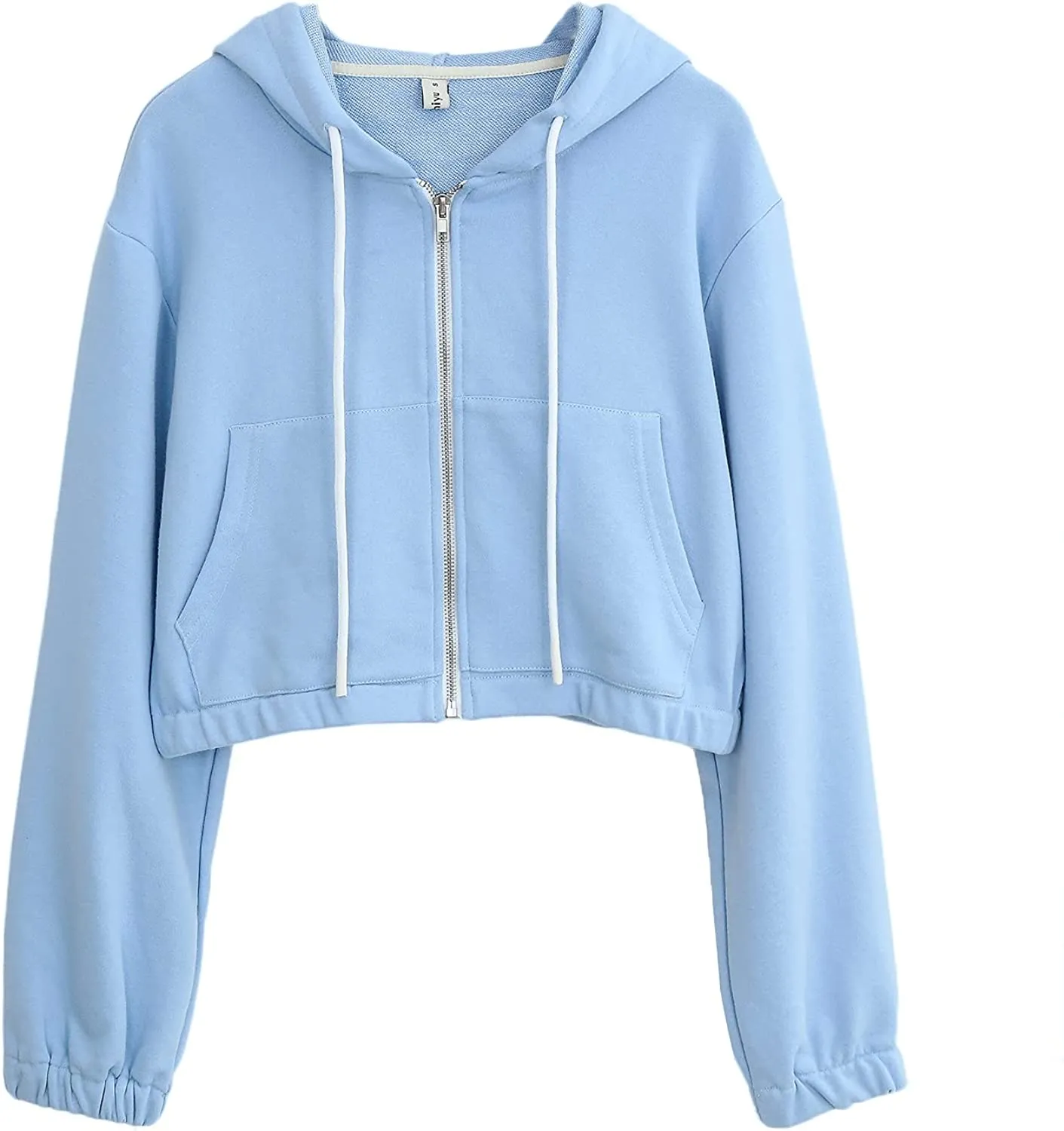 Amazhiyu Women’s Cropped Zip up Hoodie with Pockets