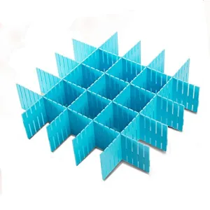 Amy Home Grid Drawer Divider 8pcs Adjustable DIY Plastic Closet Separator Household Organizer Thickening Spacer Sub-grid Shelves Tidy Closet Stationary Makeup Socks Underwear Scarves Organizer (Blue)