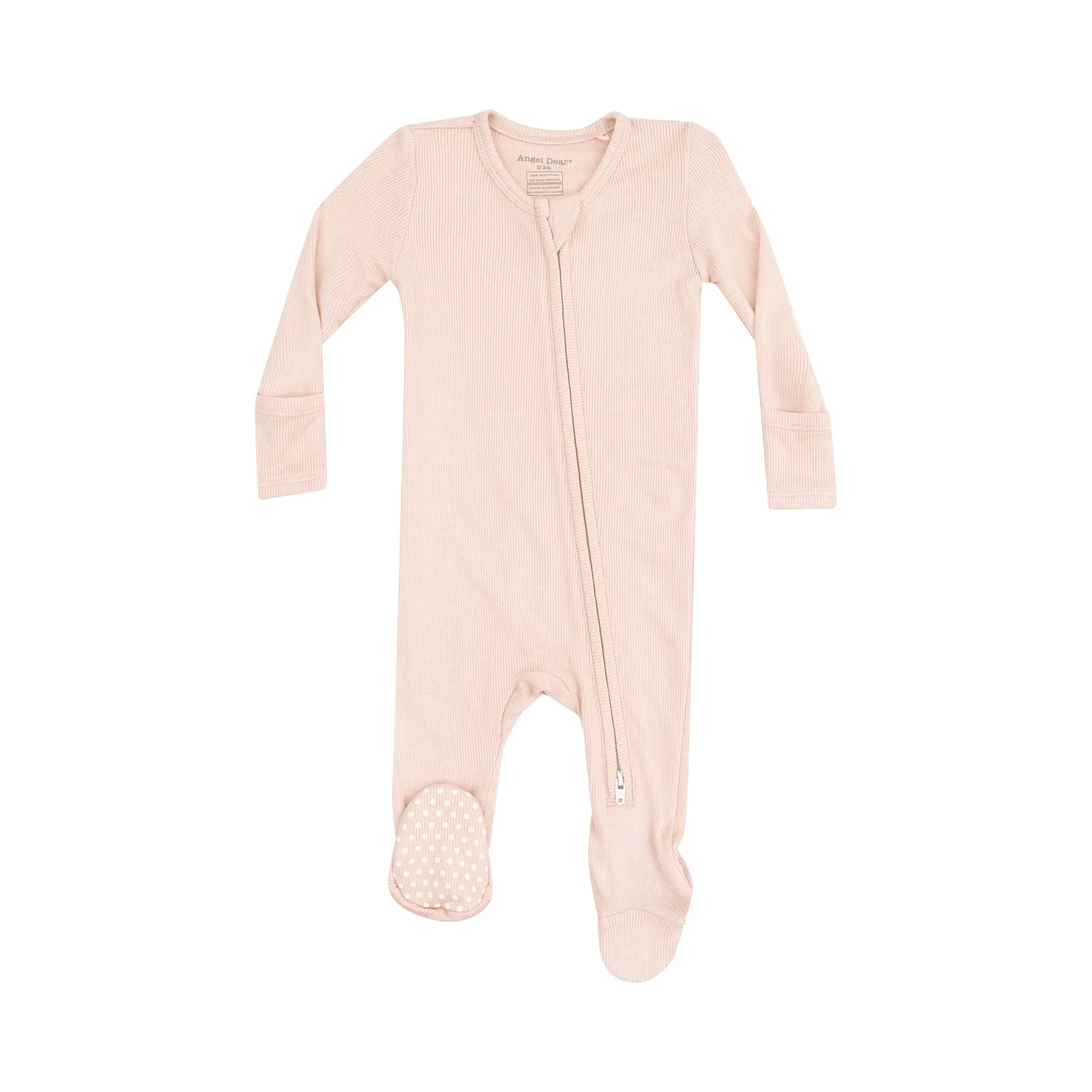 Angel Dear-  2 Way Zipper Footie - Solid Rose Smoke Ribbed