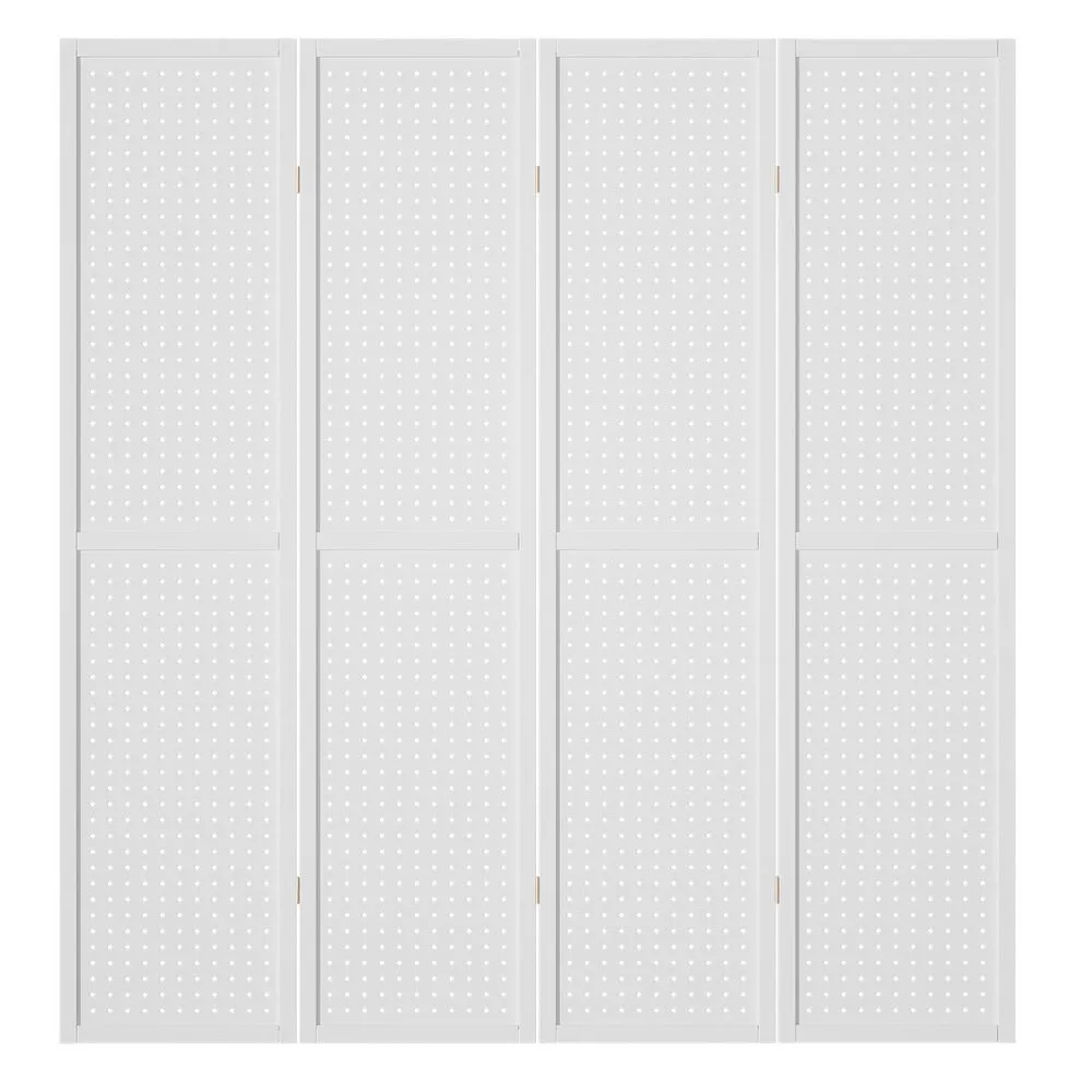 Artiss 4 Panel Room Divider Screen 164x170cm Pegboard White