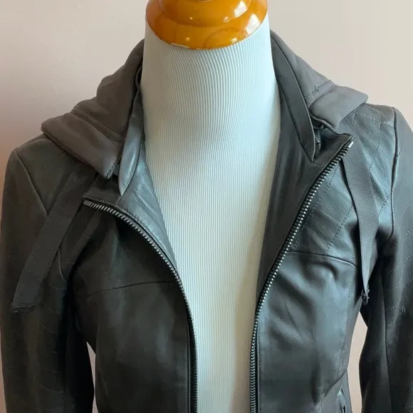 Athleta City View Leather Hooded Jacket