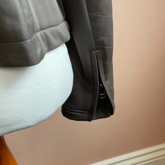 Athleta City View Leather Hooded Jacket