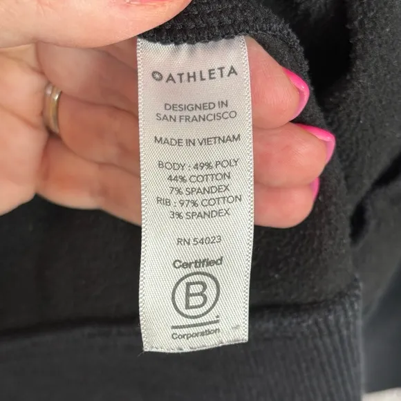 ATHLETA Women’s Plus Size 2X Black Triumph Hoodie Jacket Cotton Blend Full Zip