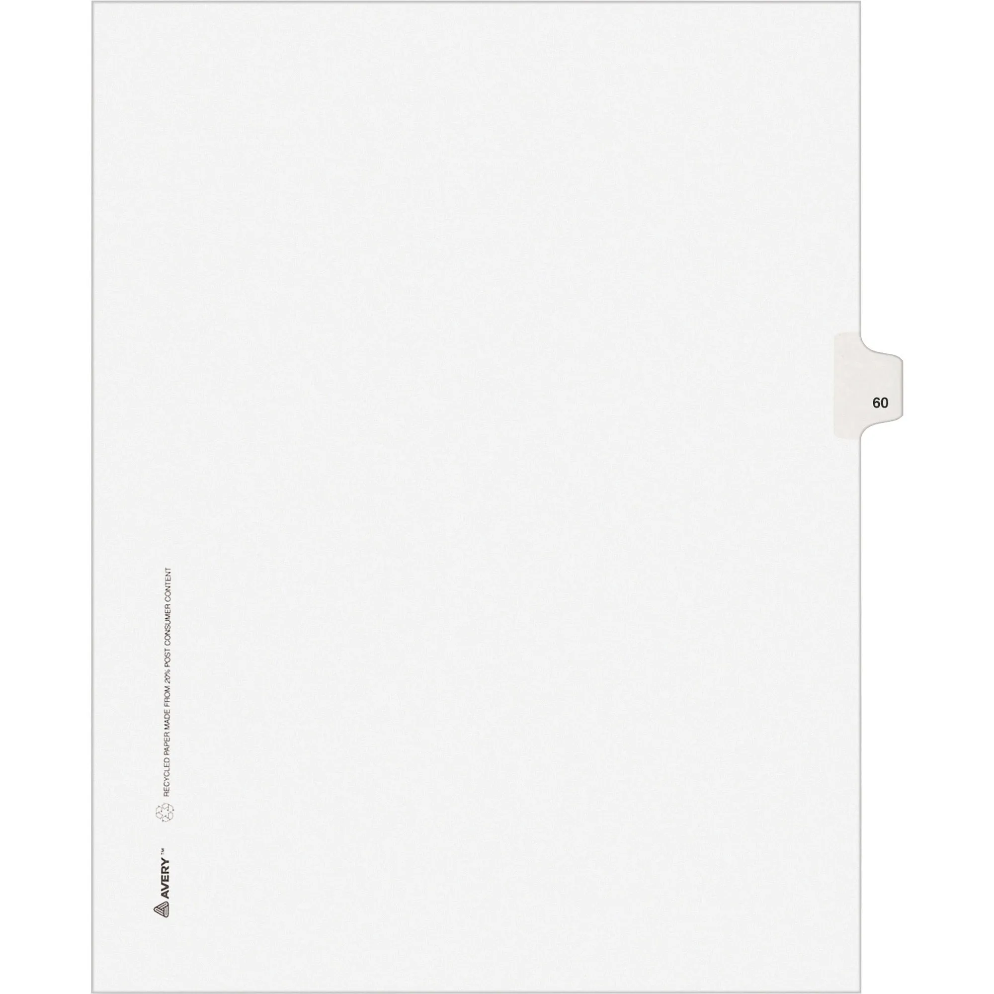 Avery® Individual Legal Dividers Allstate(R) Style, Letter Size, Side Tab #60 (82258)