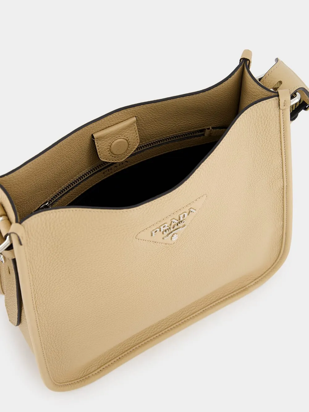 Beige Leather Hobo Bag
