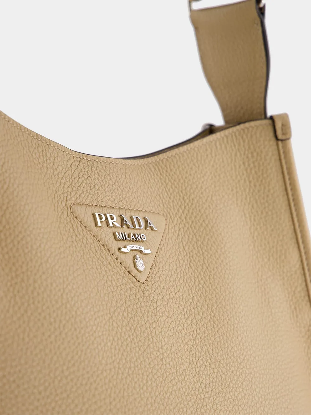 Beige Leather Hobo Bag