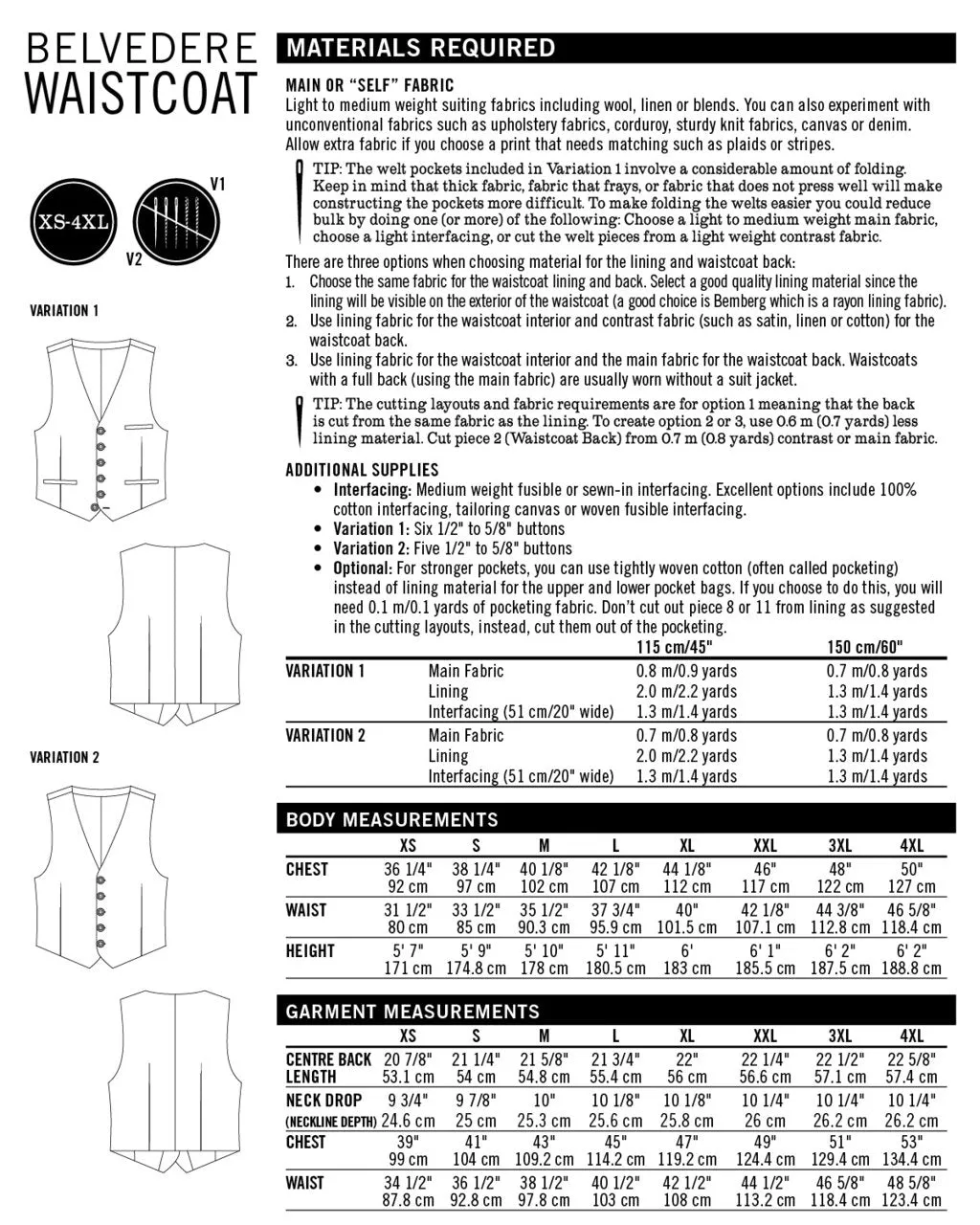 Belvedere Waistcoat Sewing Pattern by Thread Theory