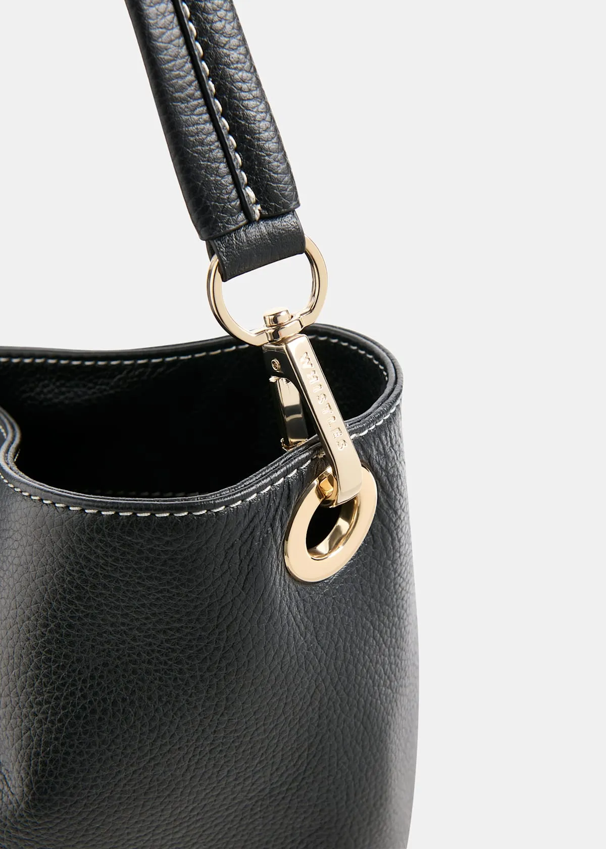 Black Kamil Contrast Stitch Tote Bag