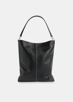 Black Kamil Contrast Stitch Tote Bag
