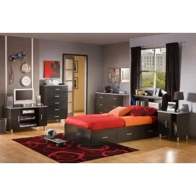 Black Onyx Nightstand with 1 Door & 1 Adjustable Shelf