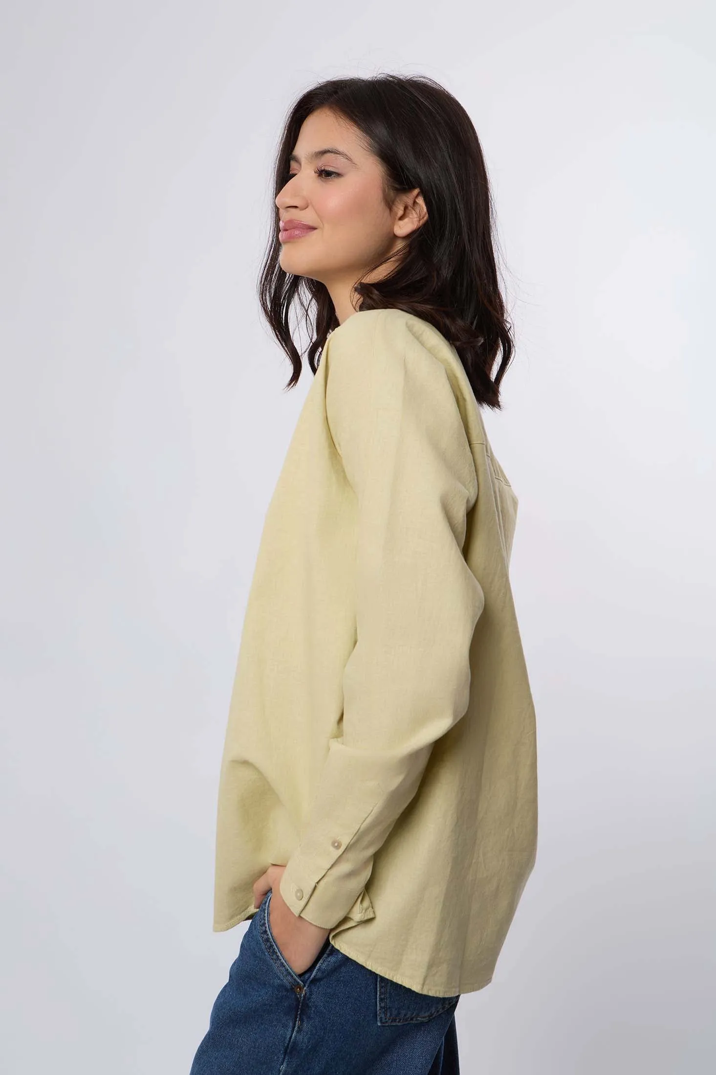 Blouse Viscose  Skipper With 3/4 Sleeves Brown