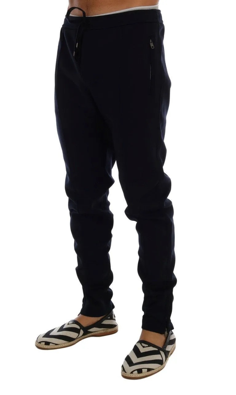 Blue Nylon Gym Sport Pants