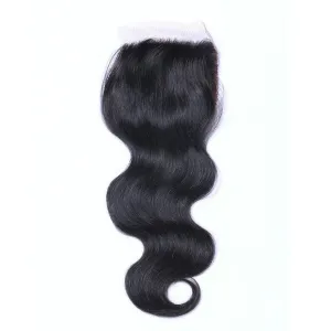 Body Wave Virgin Human Hair Natural Black Closure 4*4
