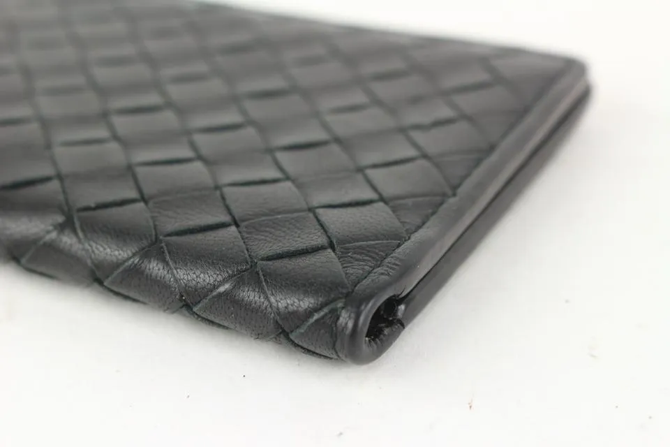 Bottega Veneta Black Intrecciato Woven Leather Card Holder 917bot13
