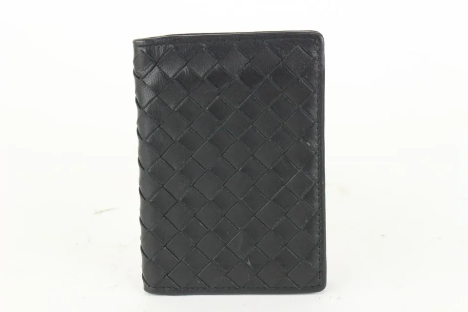 Bottega Veneta Black Intrecciato Woven Leather Card Holder 917bot13