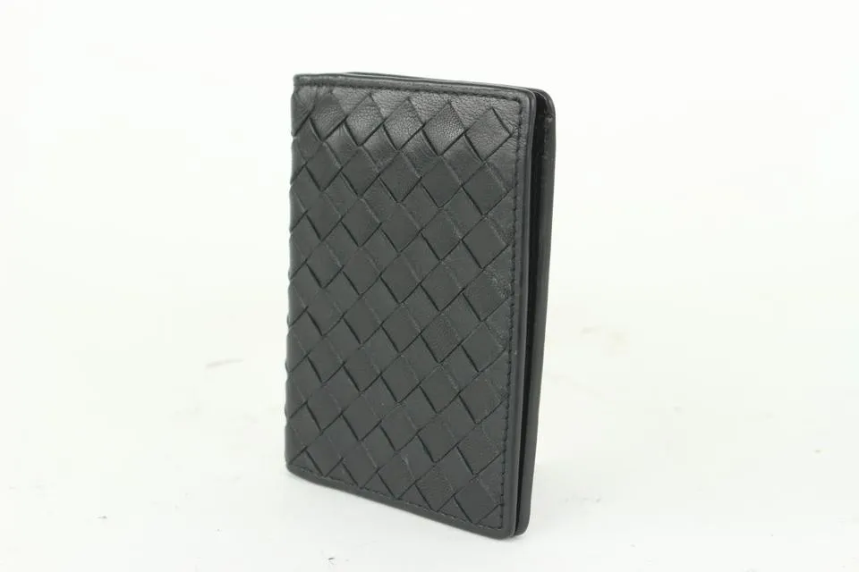 Bottega Veneta Black Intrecciato Woven Leather Card Holder 917bot13