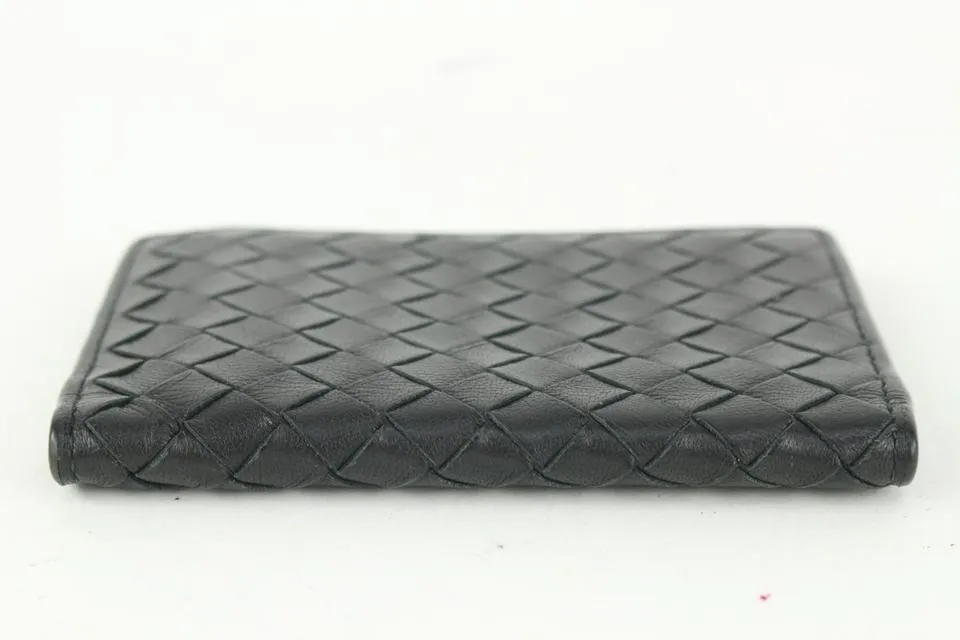 Bottega Veneta Black Intrecciato Woven Leather Card Holder 917bot13