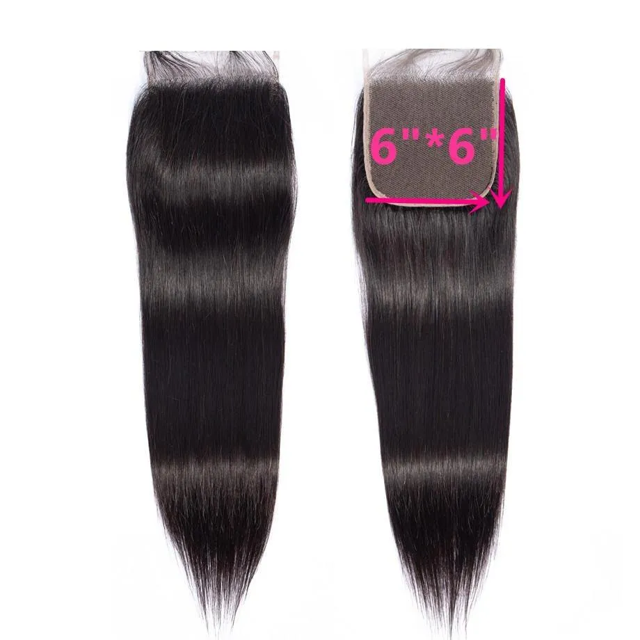 Brazilian Straight Bundles With 6×6 Closure 10A Grade 100% Human Remy Hair MYLOCKME