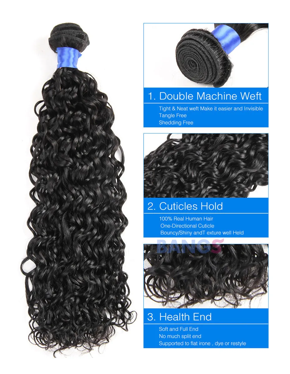 Brazilian Virgin Hair 3 Bundles With Closure Water Wave