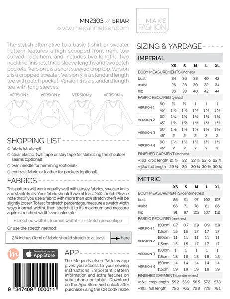 BRIAR SWEATER AND TSHIRT SEWING PATTERN by Megan Nielsen