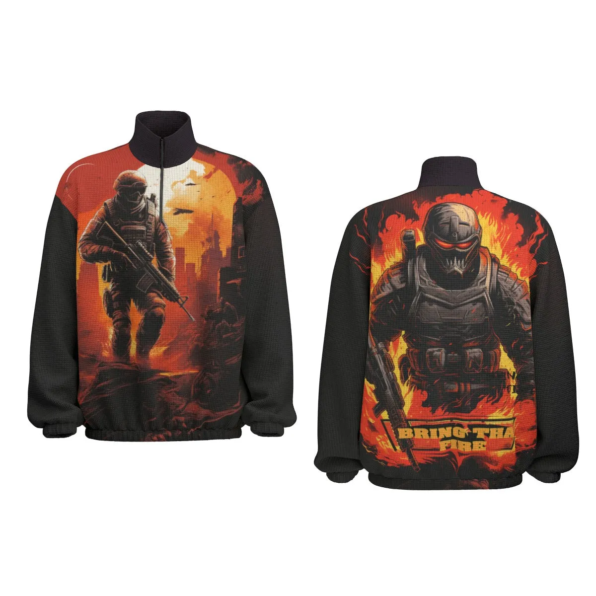Bring the Fire Unisex Turtleneck Zippered Sweatshirt