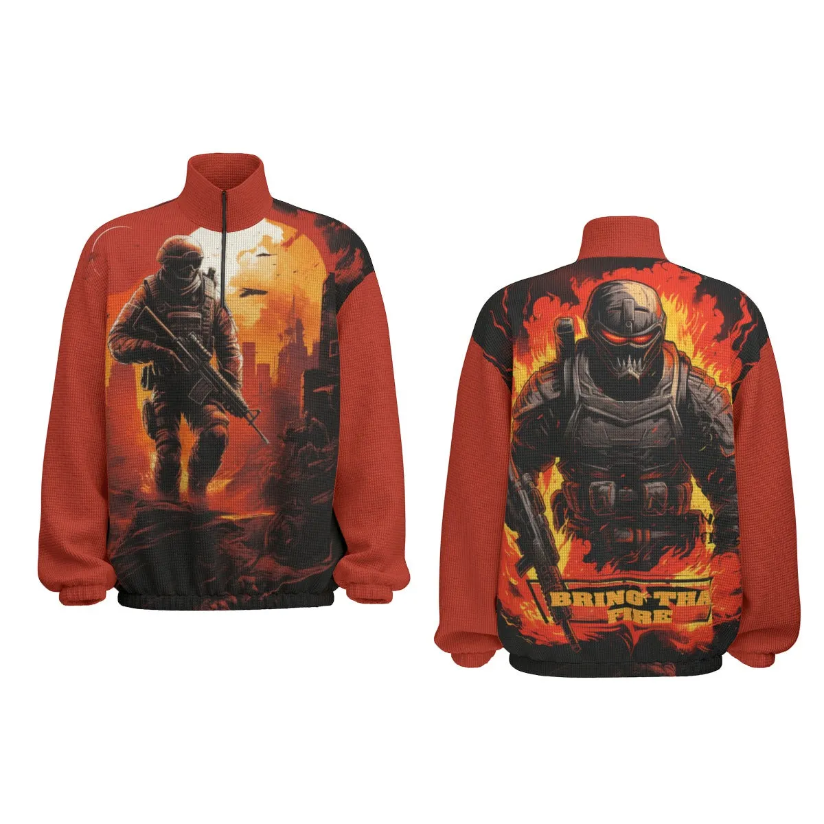 Bring the Fire Unisex Turtleneck Zippered Sweatshirt