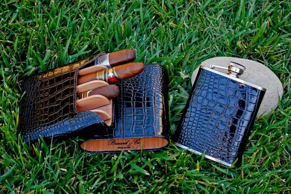 Brizard and Co. The "Show Band" Travel Humidor - Croco Pattern Black