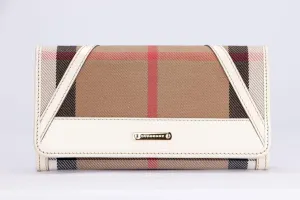 Burberry Wallet Haymarket Check Long Wallet with DustCover, No Box