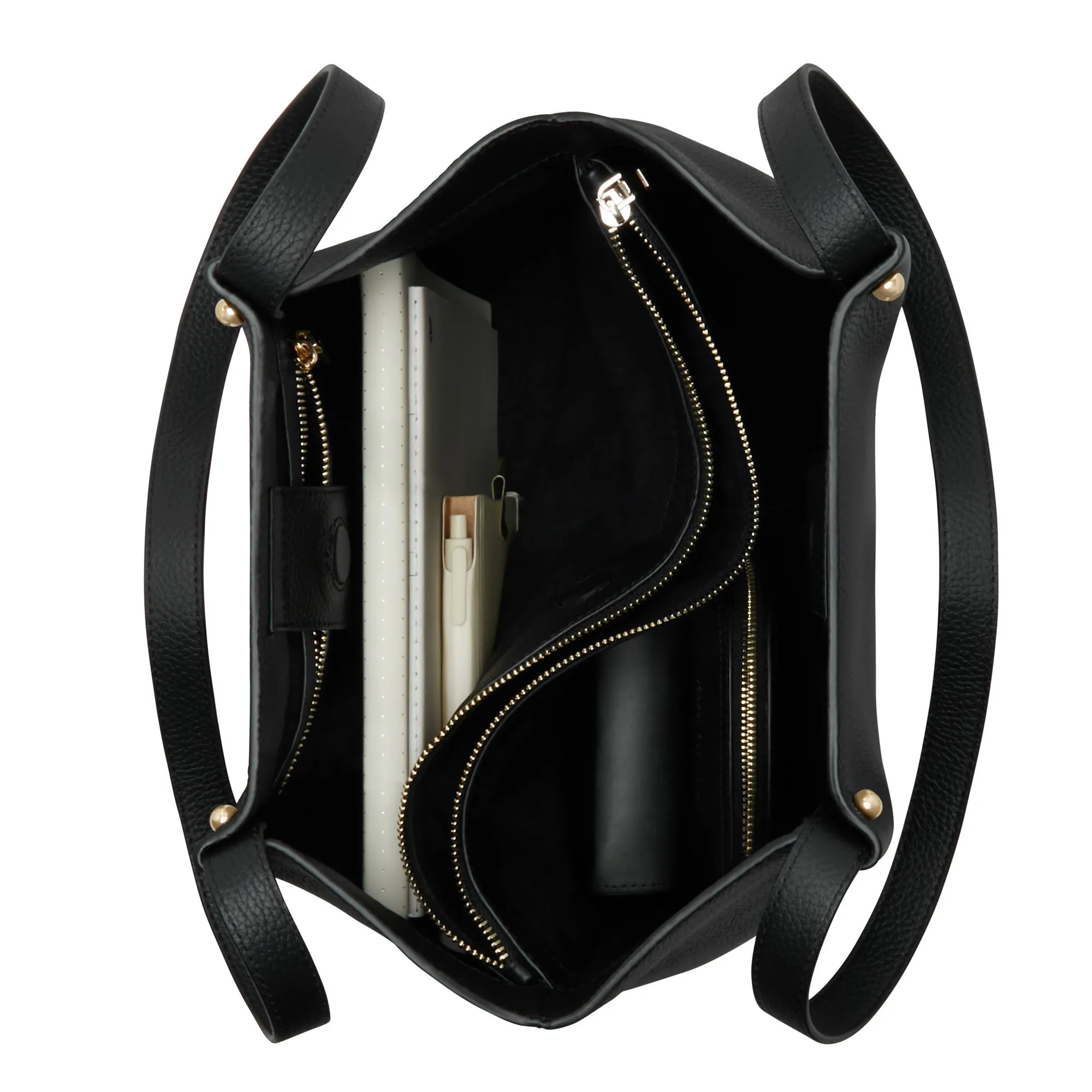 Cadeau d'Isabel black calfskin leather shopper and zipper wallet gift set