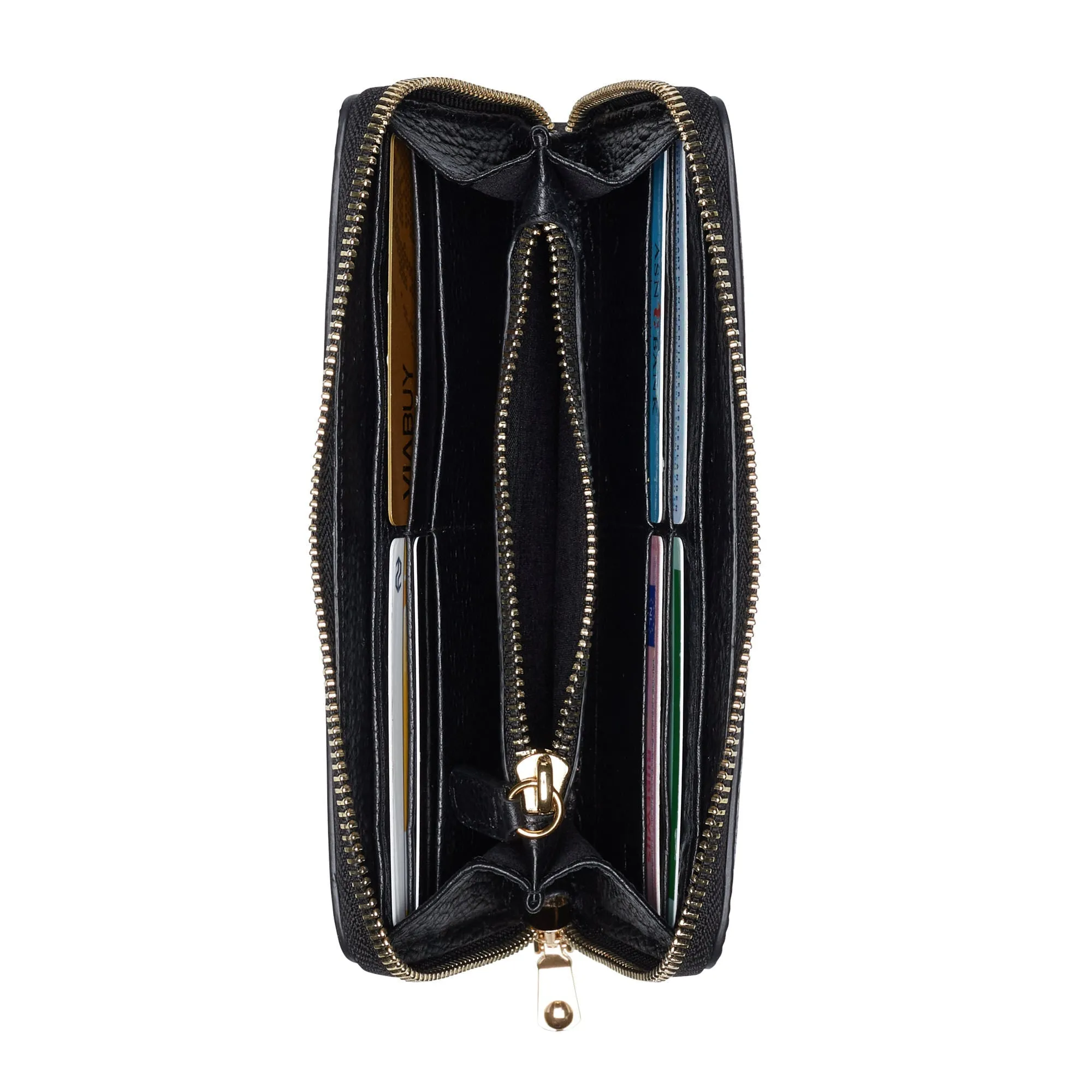 Cadeau d'Isabel black calfskin leather shopper and zipper wallet gift set