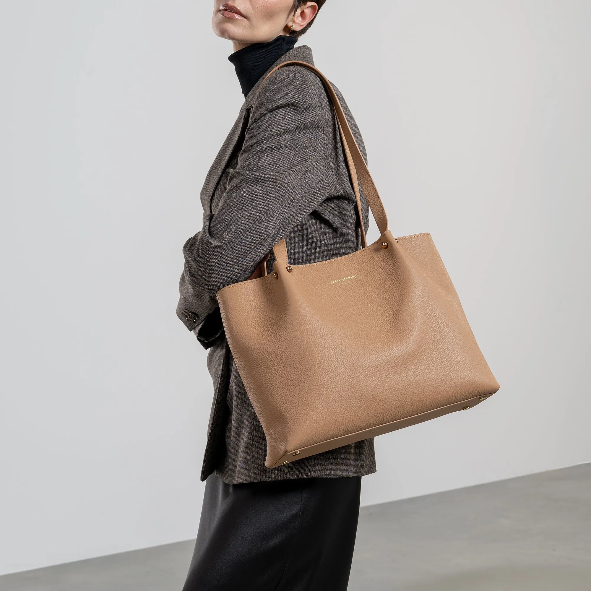 Cadeau d'Isabel camel calfskin leather shopper and zipper wallet gift set