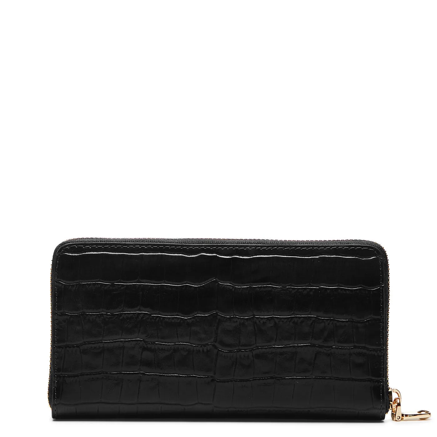 Cadeau d'Isabel croco black calfskin leather shopper and zipper wallet gift set
