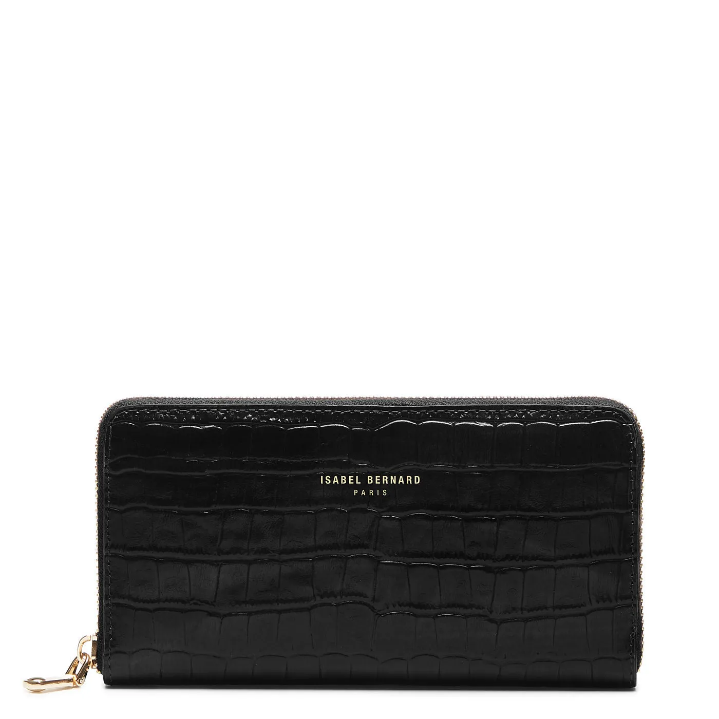 Cadeau d'Isabel croco black calfskin leather shopper and zipper wallet gift set