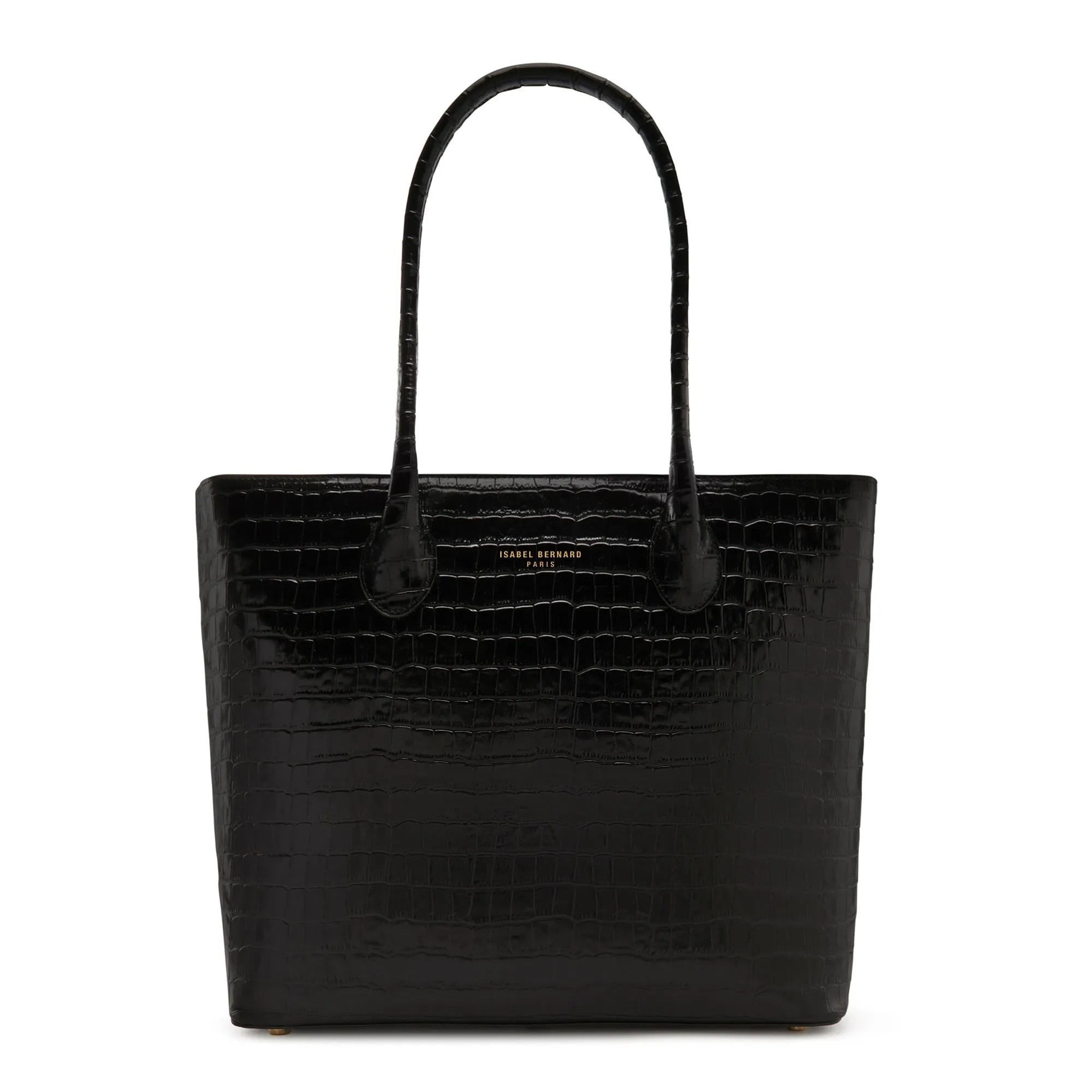 Cadeau d'Isabel croco black calfskin leather shopper and zipper wallet gift set