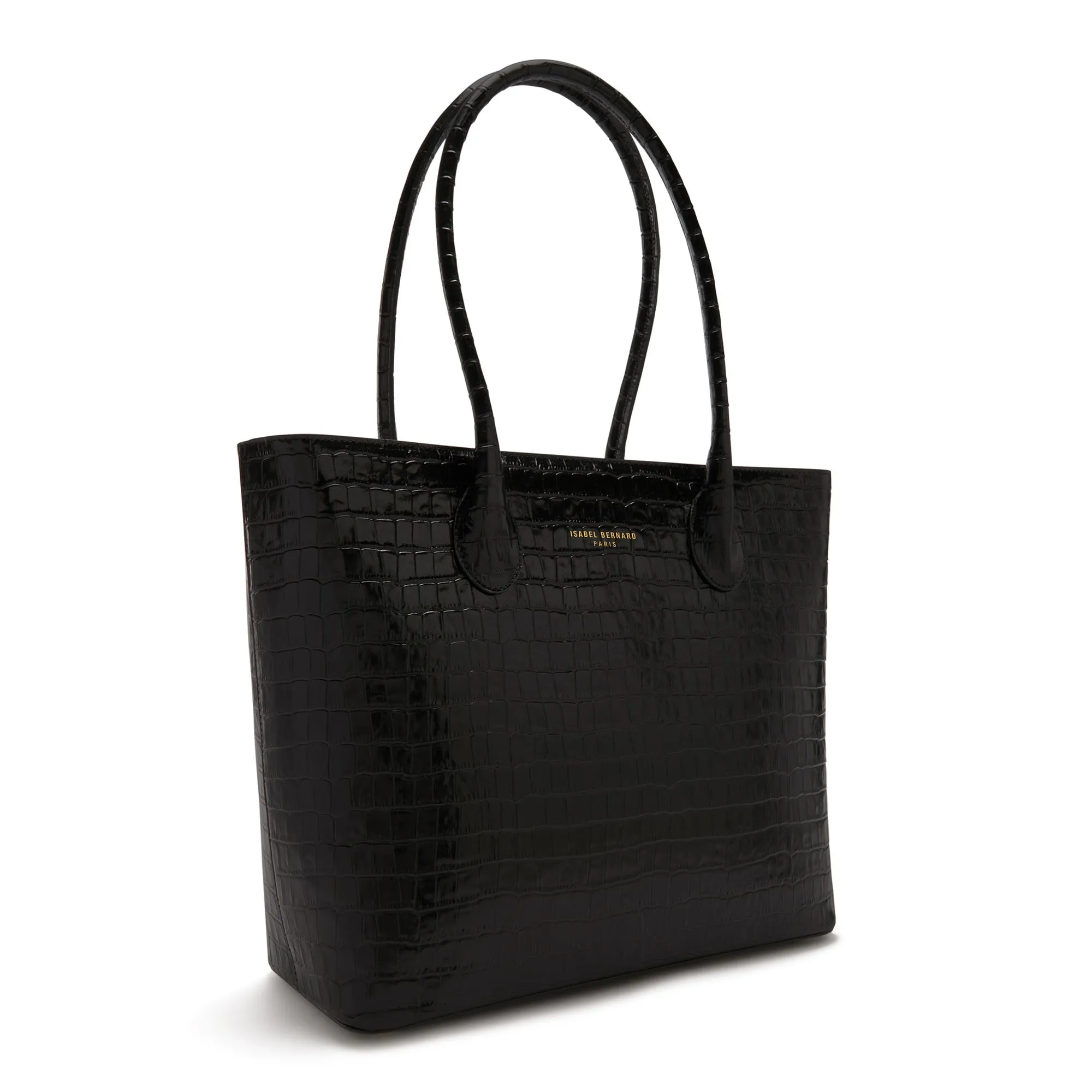 Cadeau d'Isabel croco black calfskin leather shopper and zipper wallet gift set