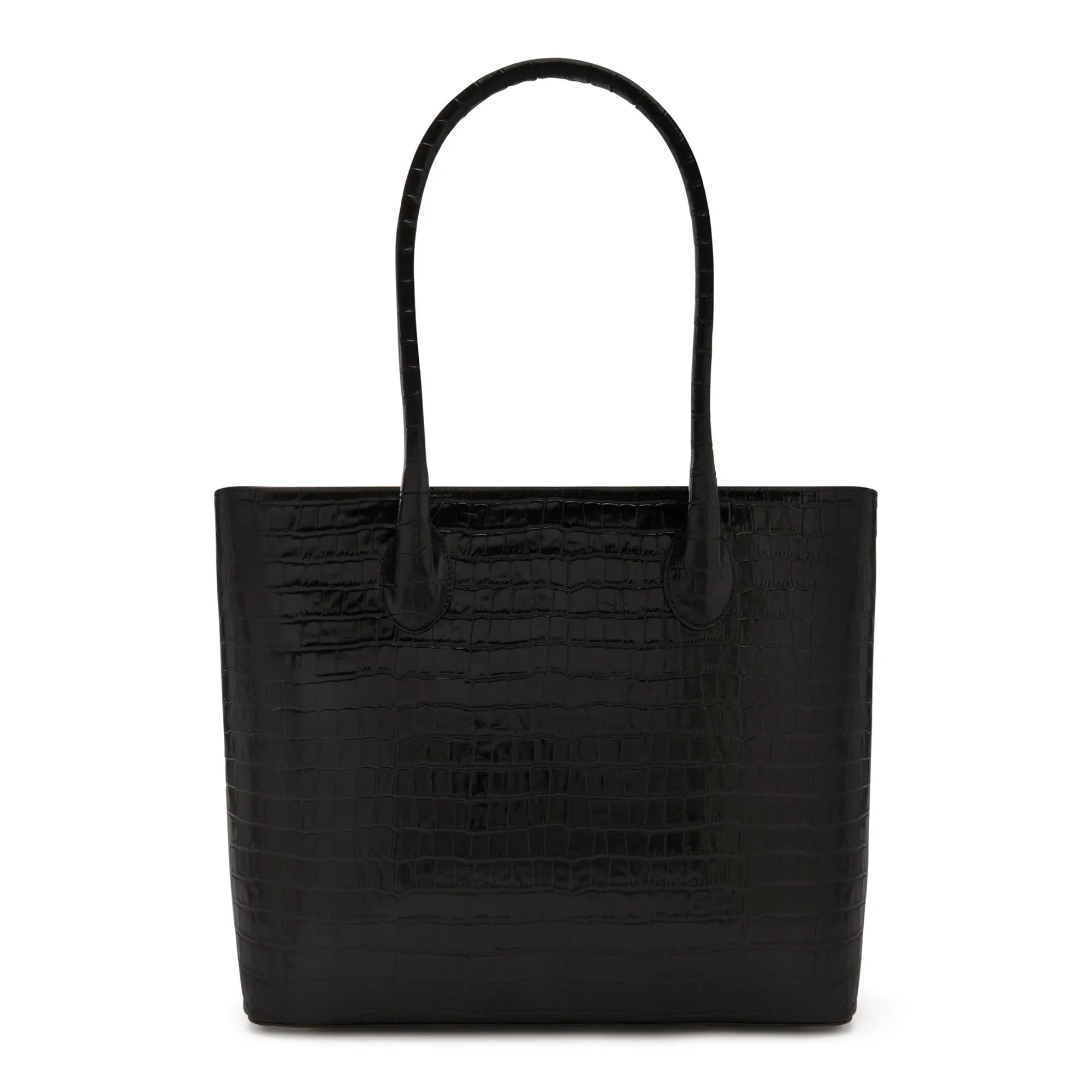 Cadeau d'Isabel croco black calfskin leather shopper and zipper wallet gift set
