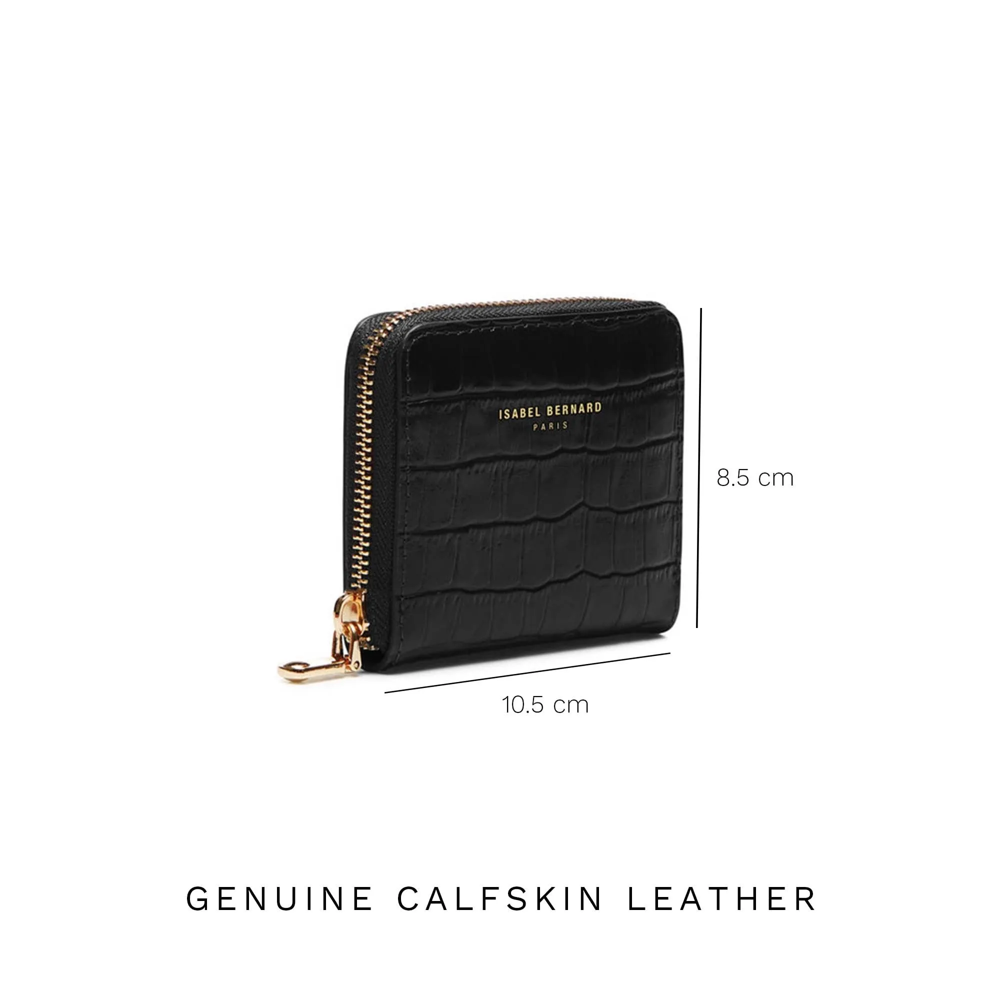 Cadeau d'Isabel croco black calfskin leather shopper and zipper wallet gift set