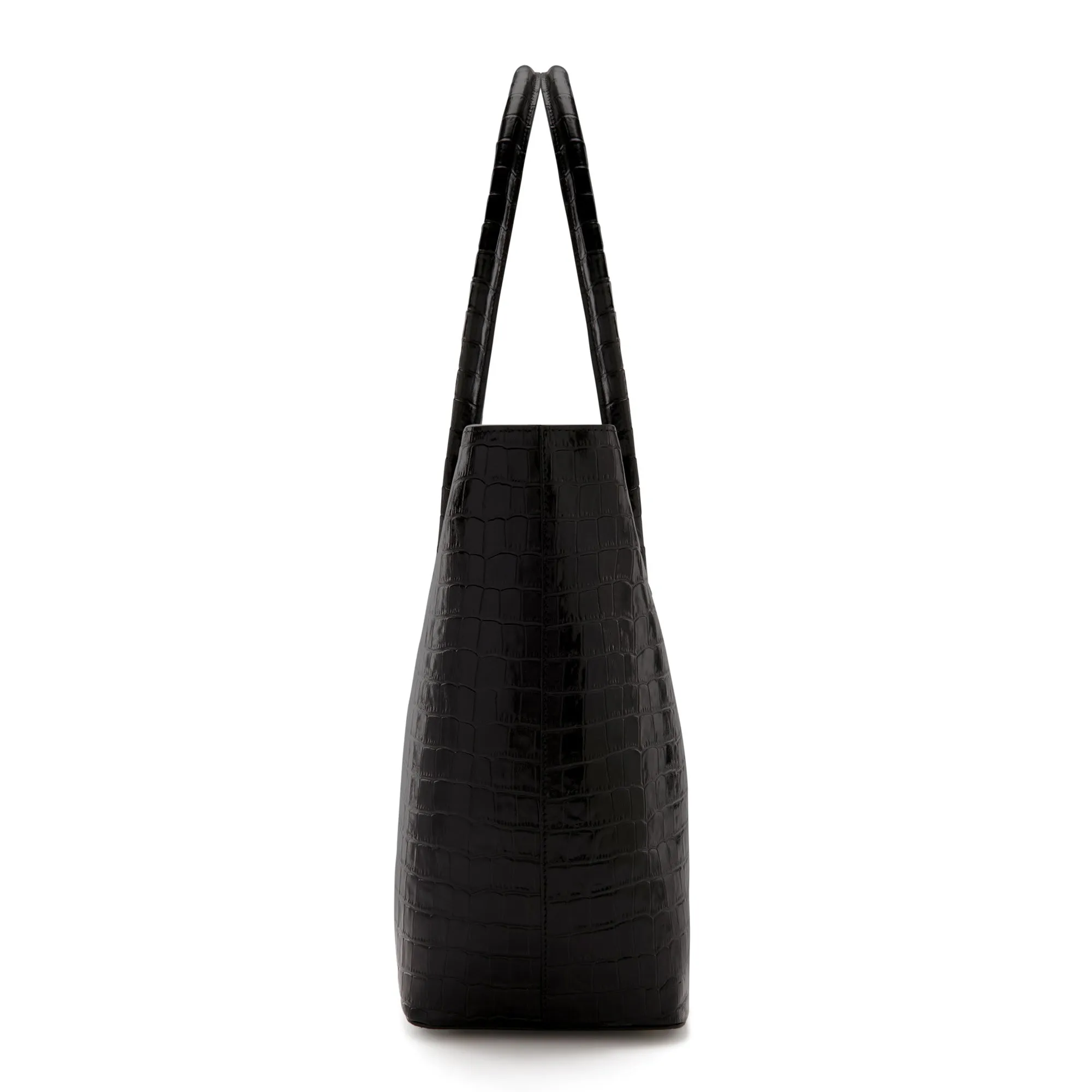 Cadeau d'Isabel croco black calfskin leather shopper and zipper wallet gift set