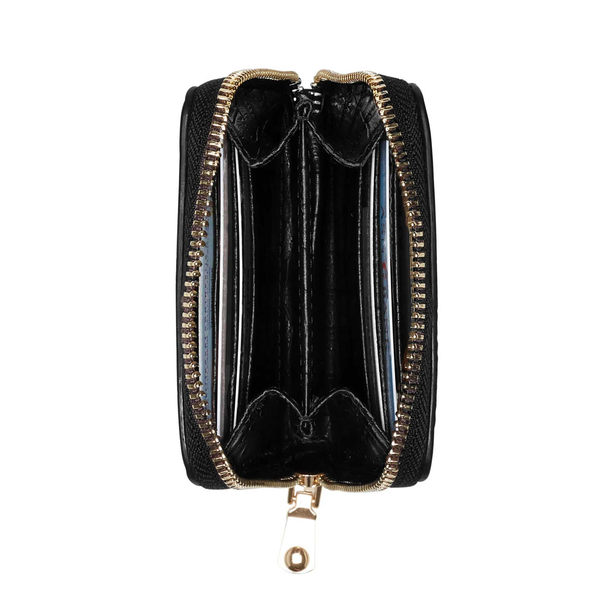 Cadeau d'Isabel croco black calfskin leather shopper and zipper wallet gift set