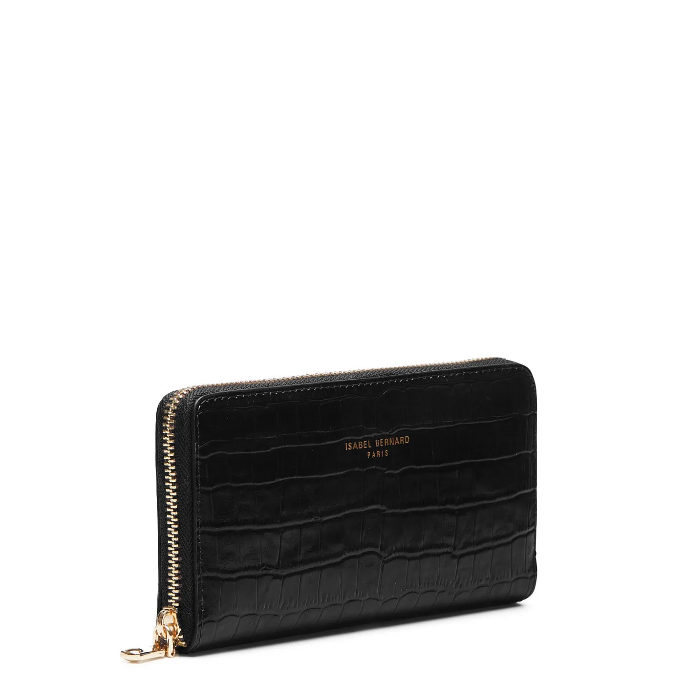 Cadeau d'Isabel croco black calfskin leather shopper and zipper wallet gift set