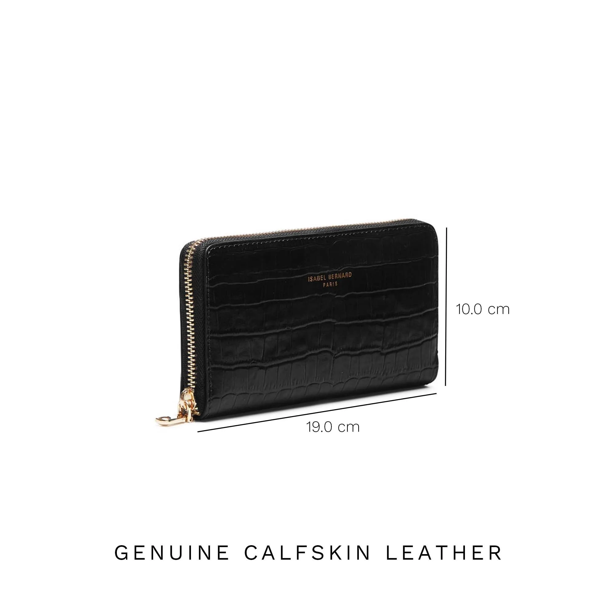 Cadeau d'Isabel croco black calfskin leather shopper and zipper wallet gift set