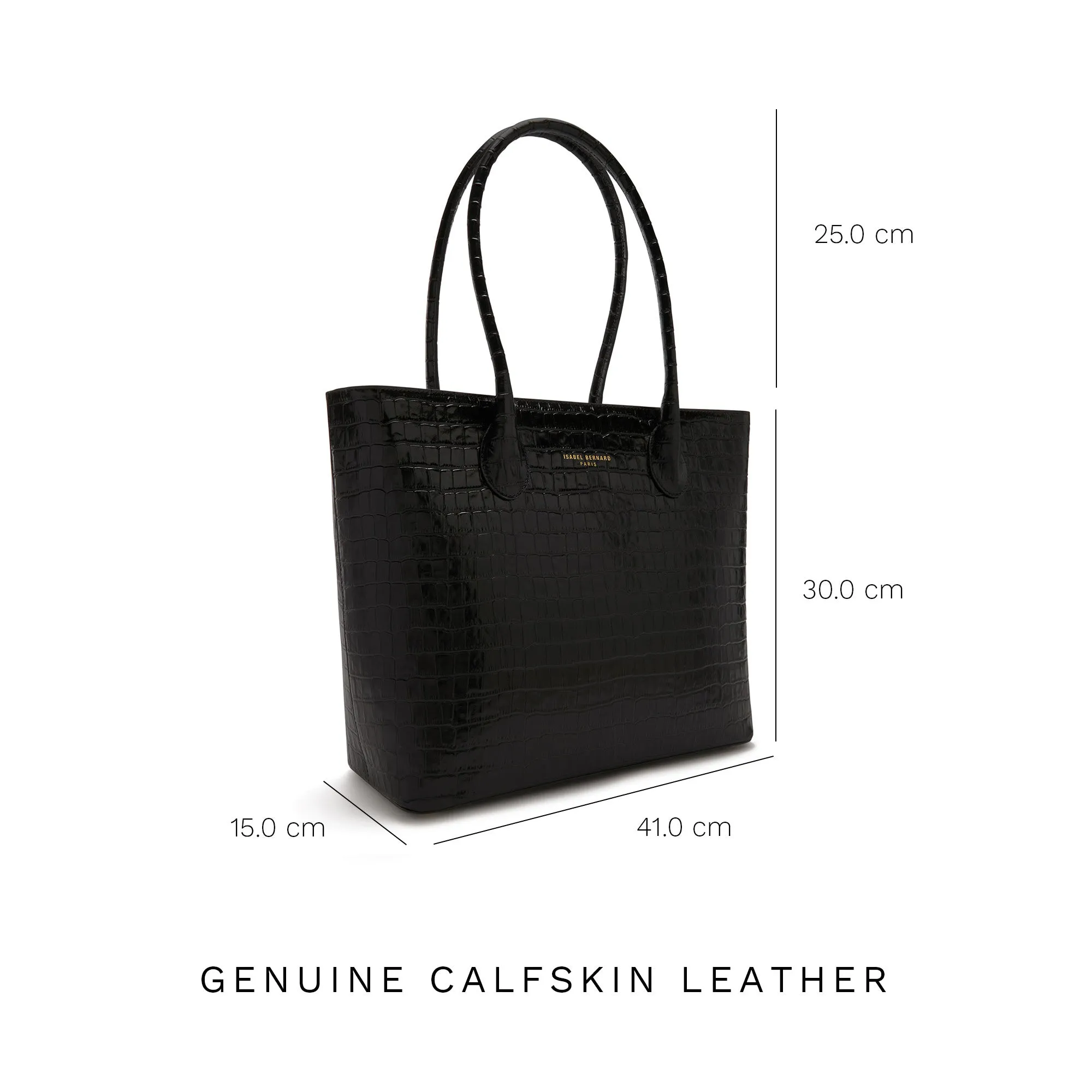 Cadeau d'Isabel croco black calfskin leather shopper and zipper wallet gift set
