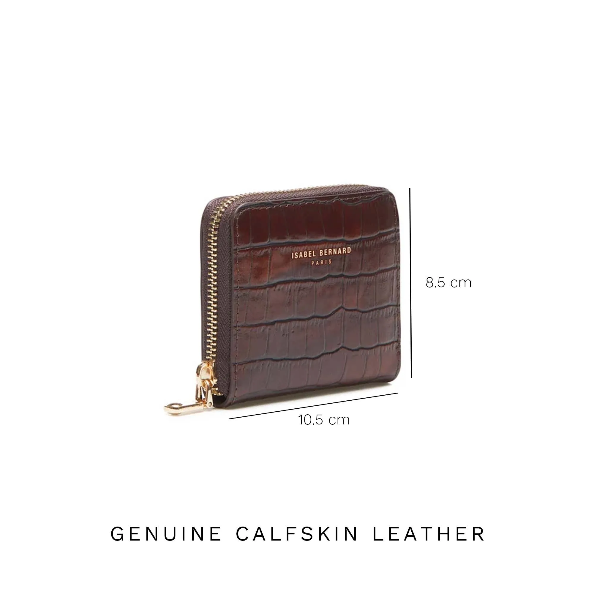 Cadeau d'Isabel croco brown calfskin leather shopper and zipper wallet gift set