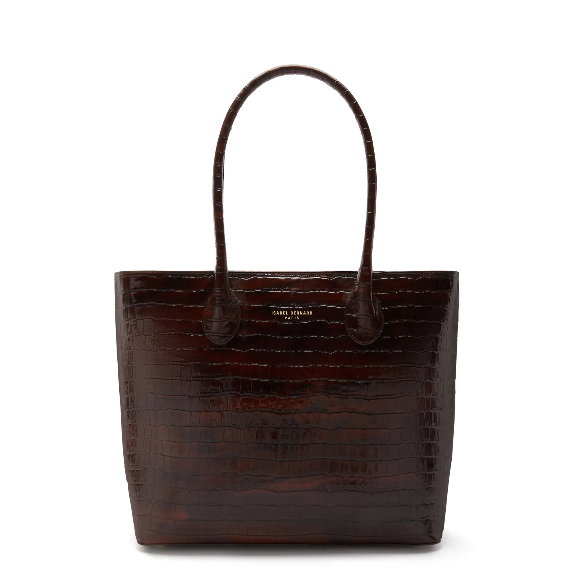 Cadeau d'Isabel croco brown calfskin leather shopper and zipper wallet gift set