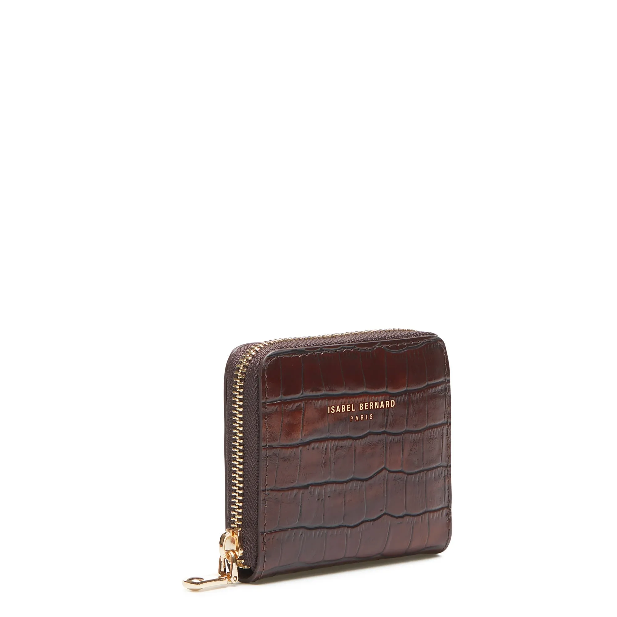 Cadeau d'Isabel croco brown calfskin leather shopper and zipper wallet gift set