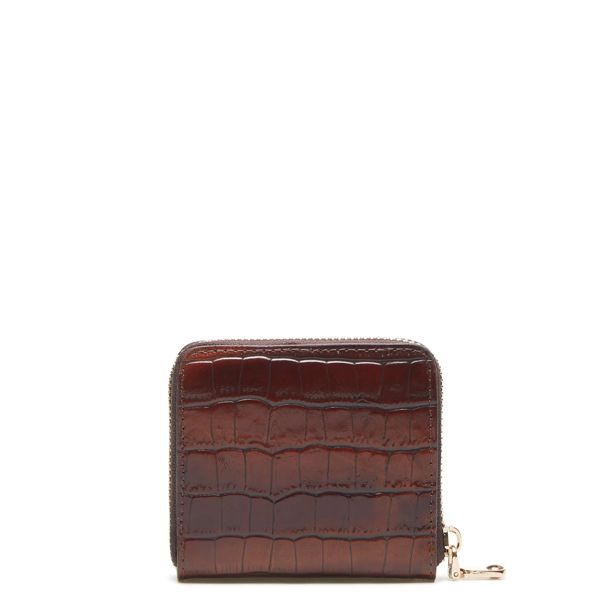 Cadeau d'Isabel croco brown calfskin leather shopper and zipper wallet gift set